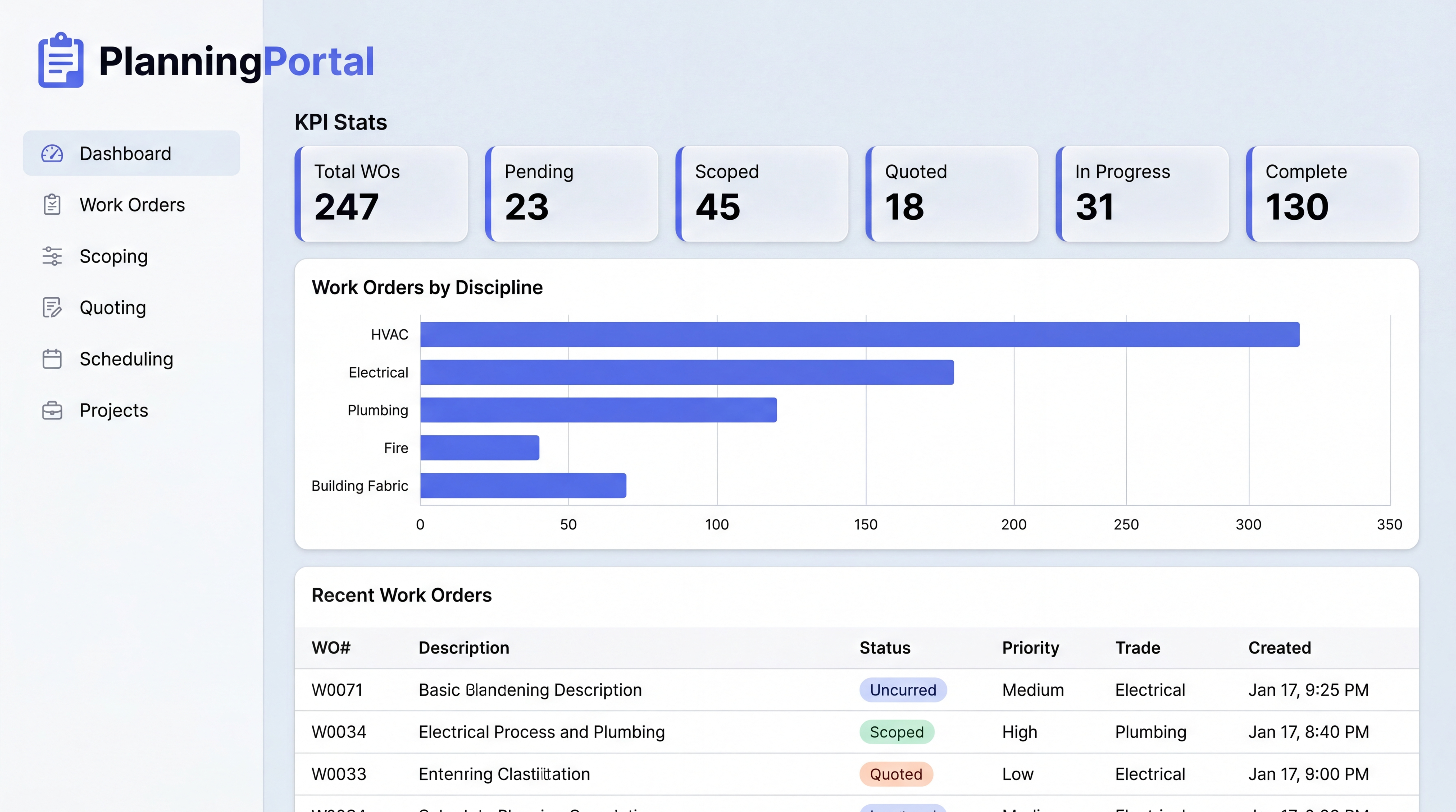 Planning Portal Dashboard